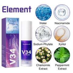 V34 Tooth Cleaning Mousse – Whitening Foaming Mousse to Remove Yellow Stains & Promote Healthy Gums for a Brighter Smile
