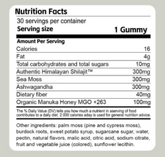 Shilajit 3-in-1 Gummies for Men – Ashwagandha, Shilajit & Zinc Supplement for Male Vitality, Energy & Wellness Support