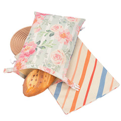 Cotton Linen Bread Bag – Breathable Reusable Bread Storage Bag with Snap Closure & TPU Drawstring for Fresh Homemade Bread