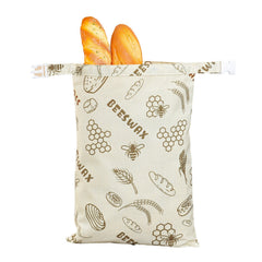 Cotton Linen Bread Bag – Breathable Reusable Bread Storage Bag with Snap Closure & TPU Drawstring for Fresh Homemade Bread