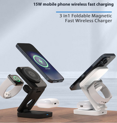 3-in-1 Foldable Wireless Charger – 30W Magnetic Fast Charging Station for iPhone, Apple Watch & AirPods