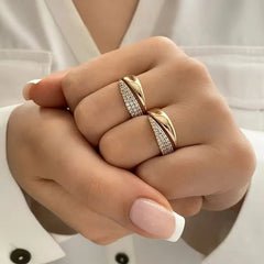 Elegant Adjustable Sparkle Ring – Multi-Row Sparkling Stone Luxury Statement Ring for Women
