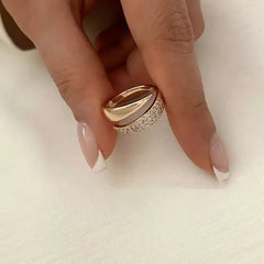 Elegant Adjustable Sparkle Ring – Multi-Row Sparkling Stone Luxury Statement Ring for Women