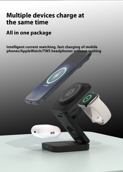 3-in-1 Foldable Wireless Charger – 30W Magnetic Fast Charging Station for iPhone, Apple Watch & AirPods