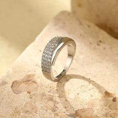 Elegant Adjustable Sparkle Ring – Multi-Row Sparkling Stone Luxury Statement Ring for Women