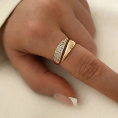 Elegant Adjustable Sparkle Ring – Multi-Row Sparkling Stone Luxury Statement Ring for Women