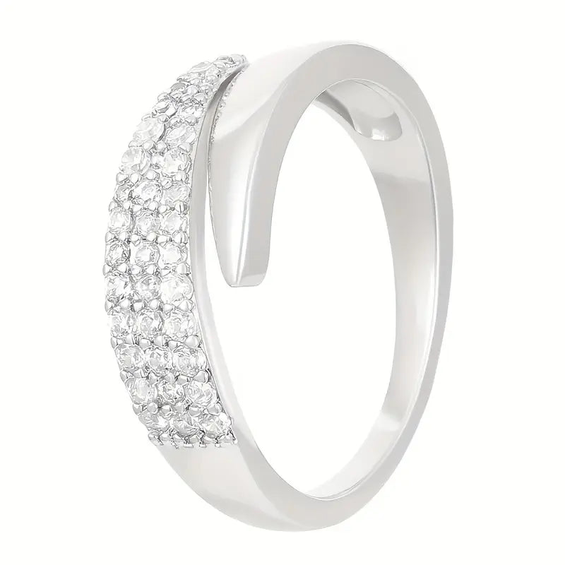 Elegant Adjustable Sparkle Ring – Multi-Row Sparkling Stone Luxury Statement Ring for Women