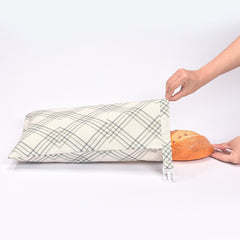 Cotton Linen Bread Bag – Breathable Reusable Bread Storage Bag with Snap Closure & TPU Drawstring for Fresh Homemade Bread
