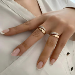 Elegant Adjustable Sparkle Ring – Multi-Row Sparkling Stone Luxury Statement Ring for Women