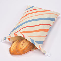 Cotton Linen Bread Bag – Breathable Reusable Bread Storage Bag with Snap Closure & TPU Drawstring for Fresh Homemade Bread