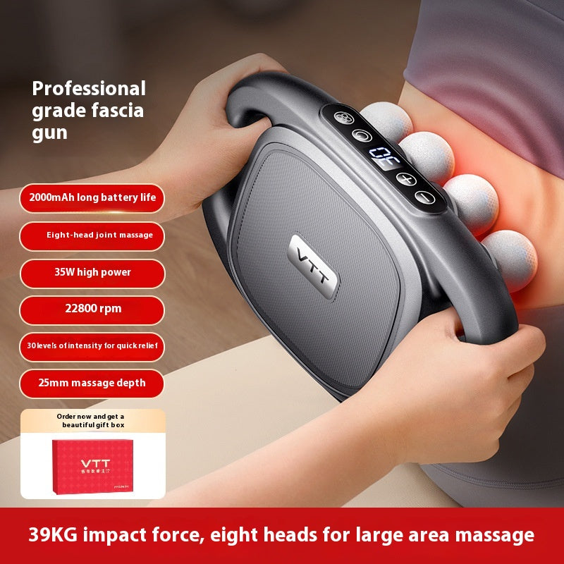Deep Tissue Muscle Massage Gun with 8 & 16 Interchangeable Heads – 30 Speed Settings for Full Body Relief